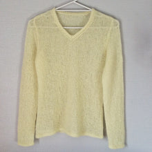 Load image into Gallery viewer, V-neck mohair blouse - pale yellow / Mohairblusa við v-hálsi - ljósagul