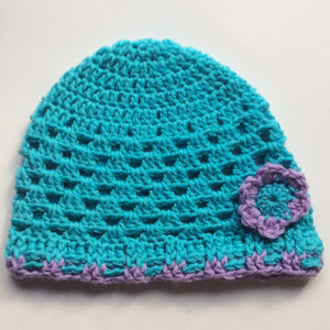 Hat with flower - dark aqua / Húgva við blómu - dark aqua