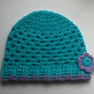 Hat with flower - dark aqua / Húgva við blómu - dark aqua