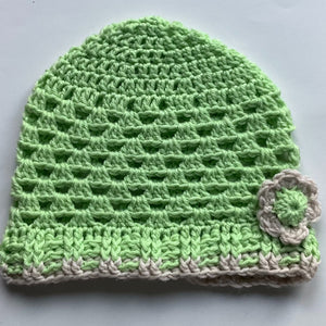 Hat with flower - pistachio / Húgva við blómu - pistasiu